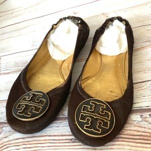 Tory Burch calf hair chocolate flats